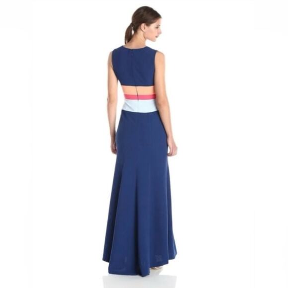 BCBGMaxAzria Lizette Maxi Dress Womens 4 Blue Colorblock Sleeveless Event Formal - Picture 2 of 7